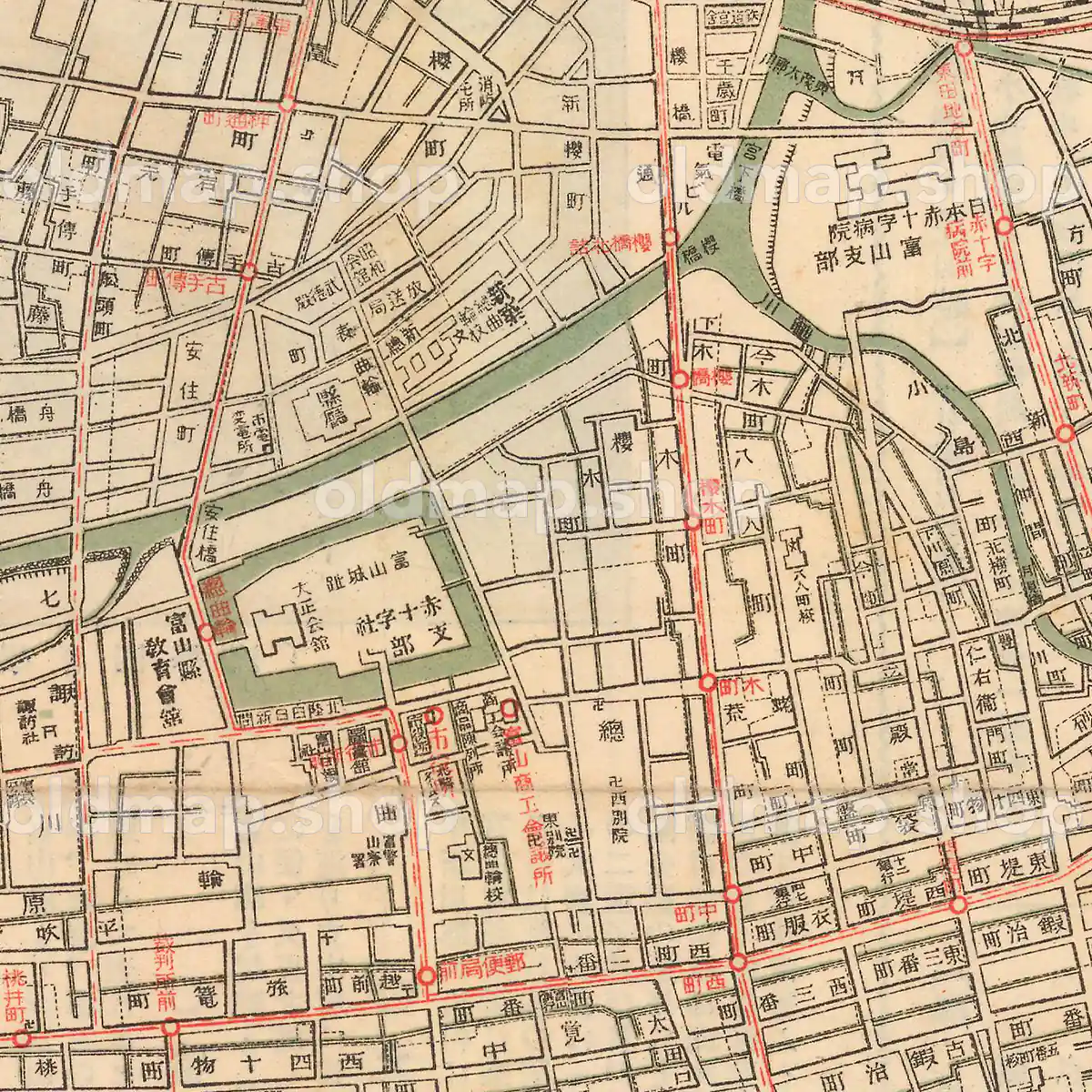 富山市街地図 昭和11年(1936) – 中部 – 古地図素材データの