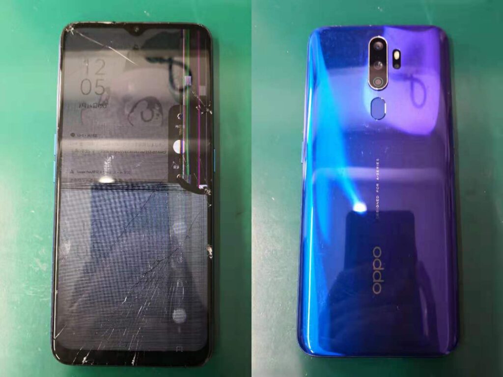OPPO A5 2020 ガラス割れ ひび割れ 画面破損 映らない 液晶漏れ データ