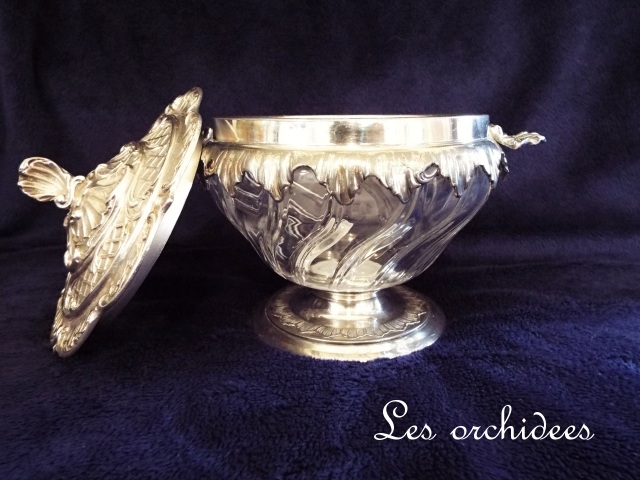 フランスアンティーク クリストフル ガリア 蓋つき ボンボニエール