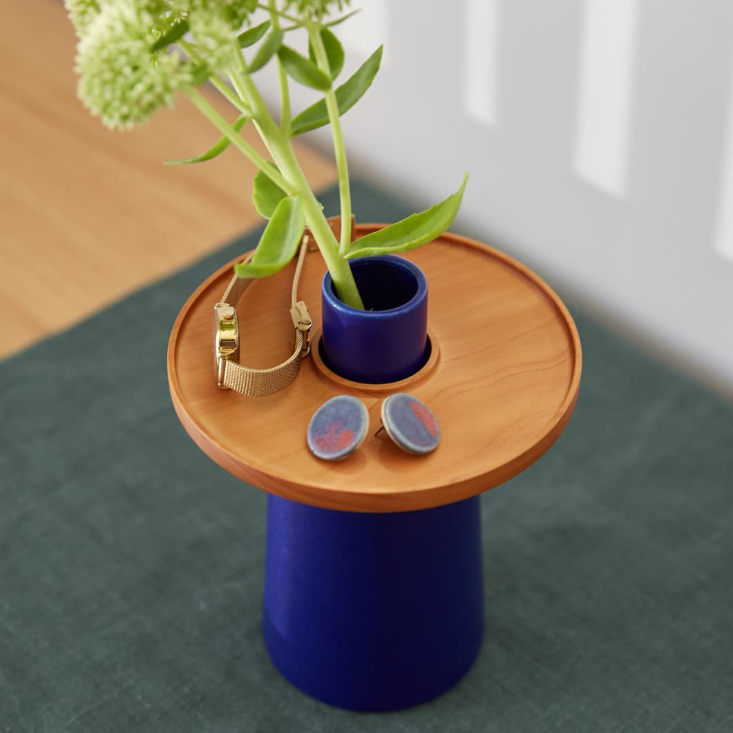 Hanauke フラワーベース ブルー×ブラウン(ブルー x ブラウン)：ホーム