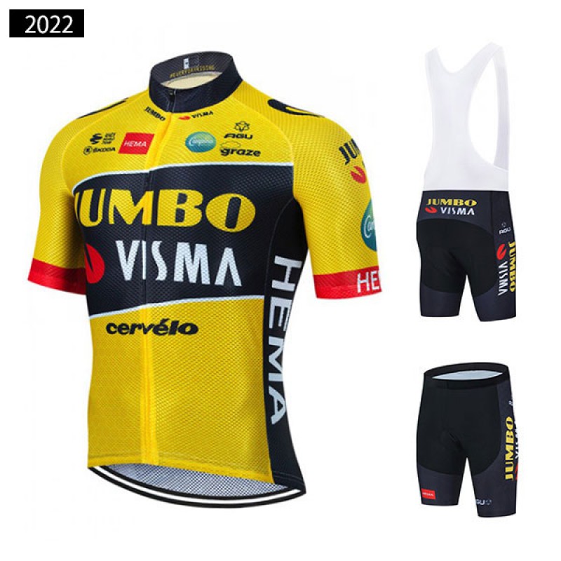 チーム ユンボ ヴィスマ ツーリング半袖ジャージ 自転車レーサーパンツ