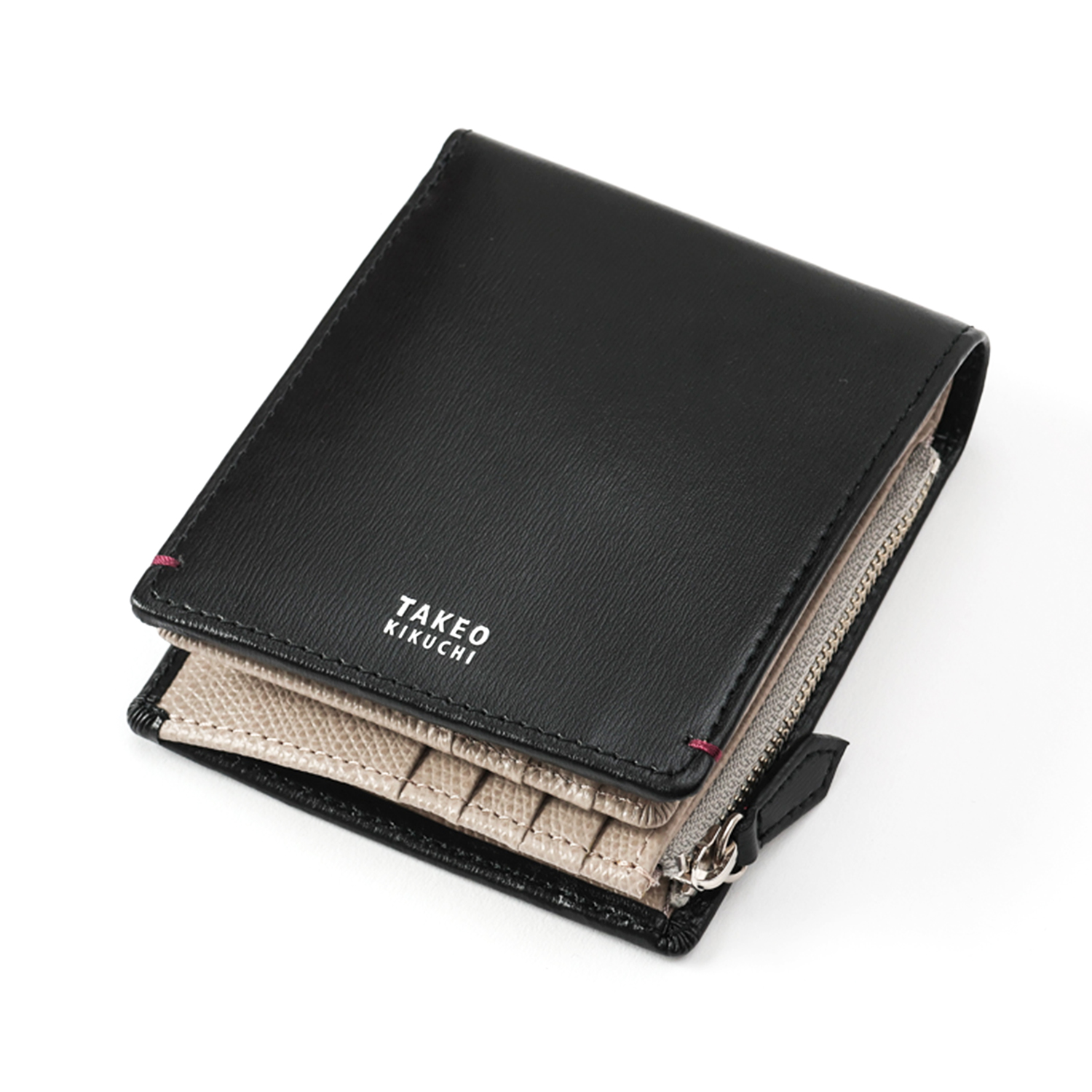 タケオキクチ｜二つ折り財布 ベラ付きファスナー小銭入れあり｜ヨーク