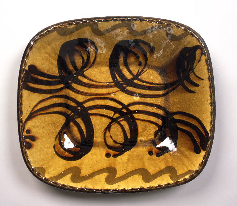 飴釉スリップウェア大四方皿 – 兵庫陶芸美術館 収蔵品データベース