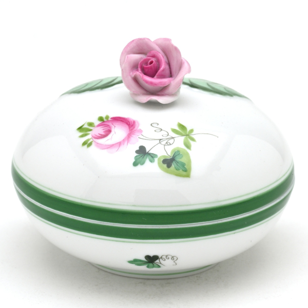 ヘレンド(Herend) ウィーンの薔薇(06021/VRH) 丸形小物入れ(直径:8cm