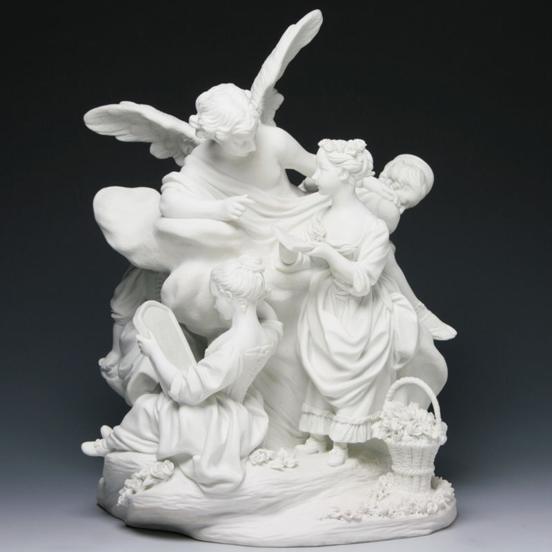 セーブル(Sevres) 白磁 人形置物 ビスケット 飾り物 恋愛教育【現物