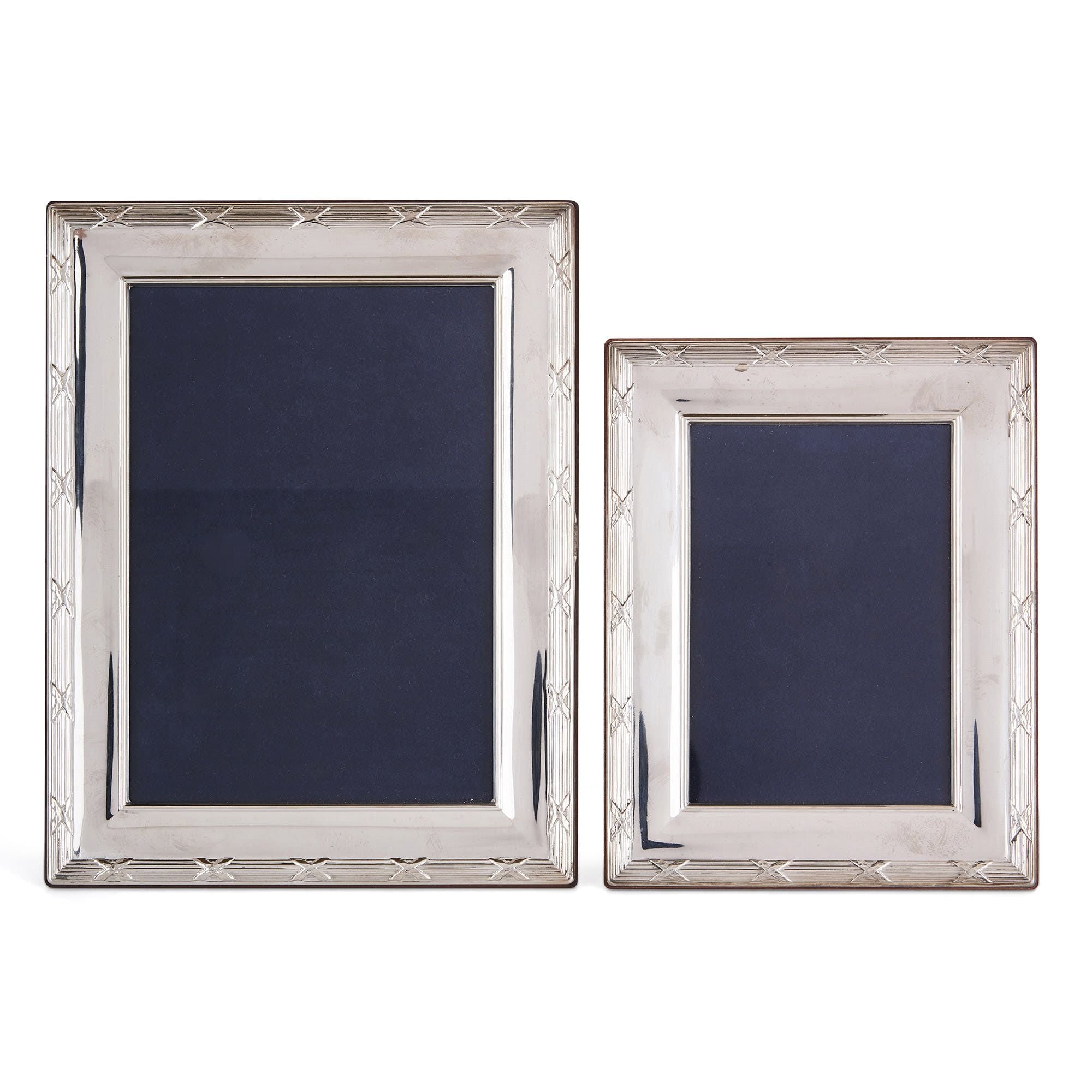 Set of four English Carrs silver photo frames | Mayfair Gallery