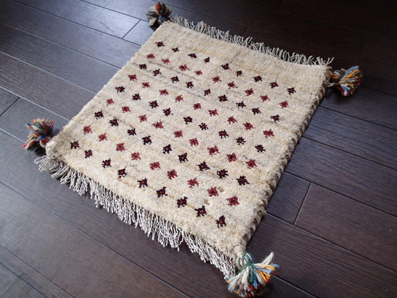 手織り ペルシャ ミニ ギャッベ 座布団 サイズ 38 × 38 E76