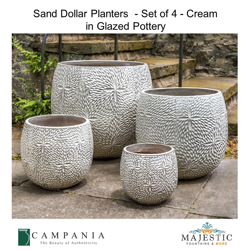 Campania Sand Dollar Planters - Set of 4 in Glazed Pottery