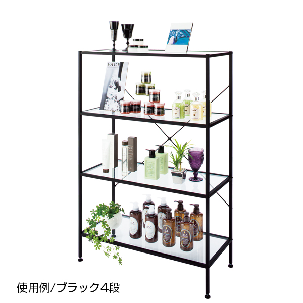 スリムガラスラック 5段ブラック ラック 黒 - 店舗用品のミセダス