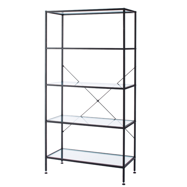 スリムガラスラック 5段ブラック ラック 黒 - 店舗用品のミセダス