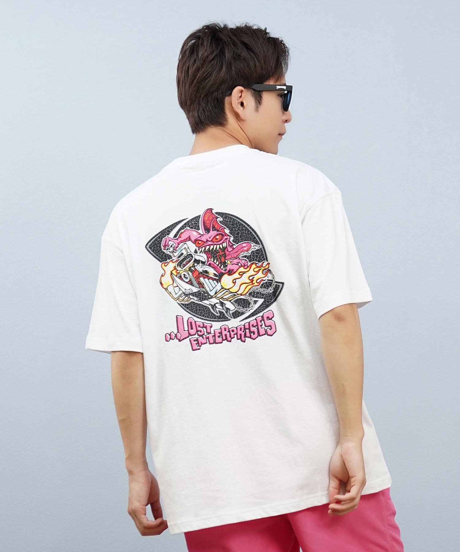LOST ロスト 半袖 Tシャツ メンズ バックプリント L25S-2114 ムラサキ