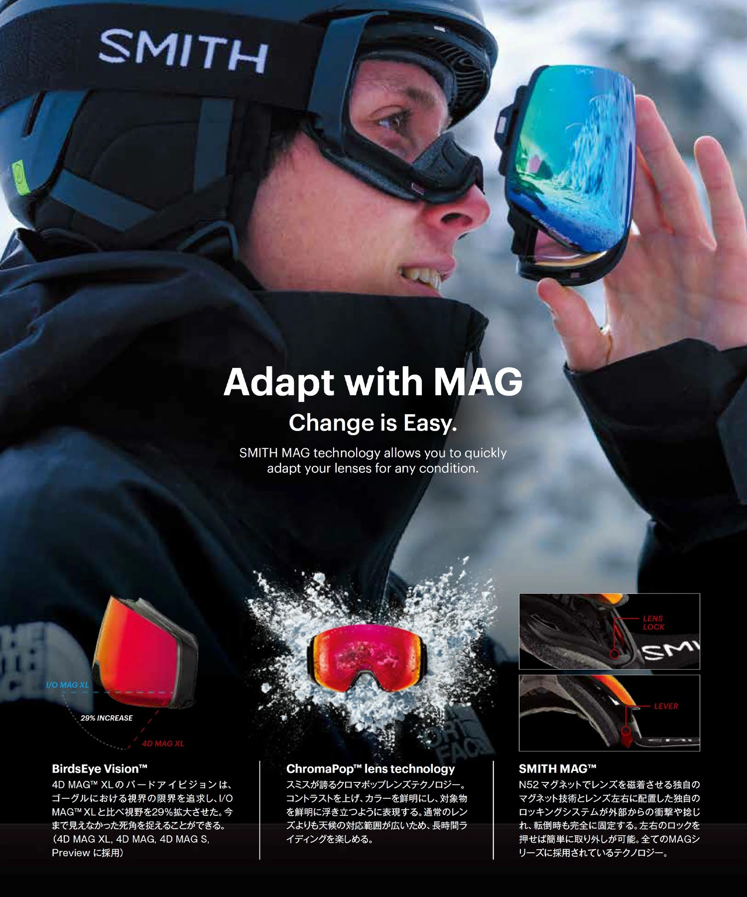 SMITH スミス SQUAD MAG 調光レンズ クロマポップ スノーボード