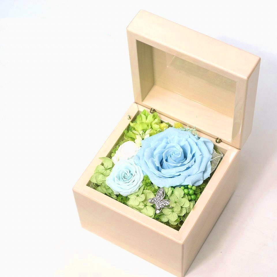 30弁】サプライズBOX（L）オルゴール プリザーブドフラワー付 ｜株式