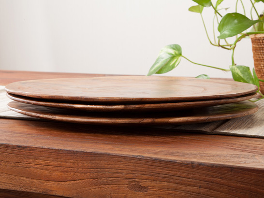 チークラウンドトレー / 35cm【49716】 /アジアン雑貨・バリ雑貨