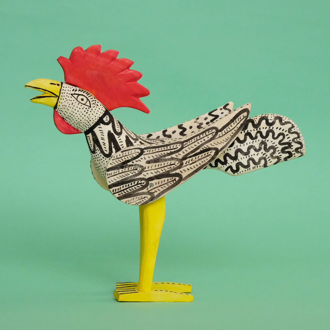 ニワトリ（オアハカ木彫）- LABRAVA [メキシコ 民芸 フォークアート 雑貨]