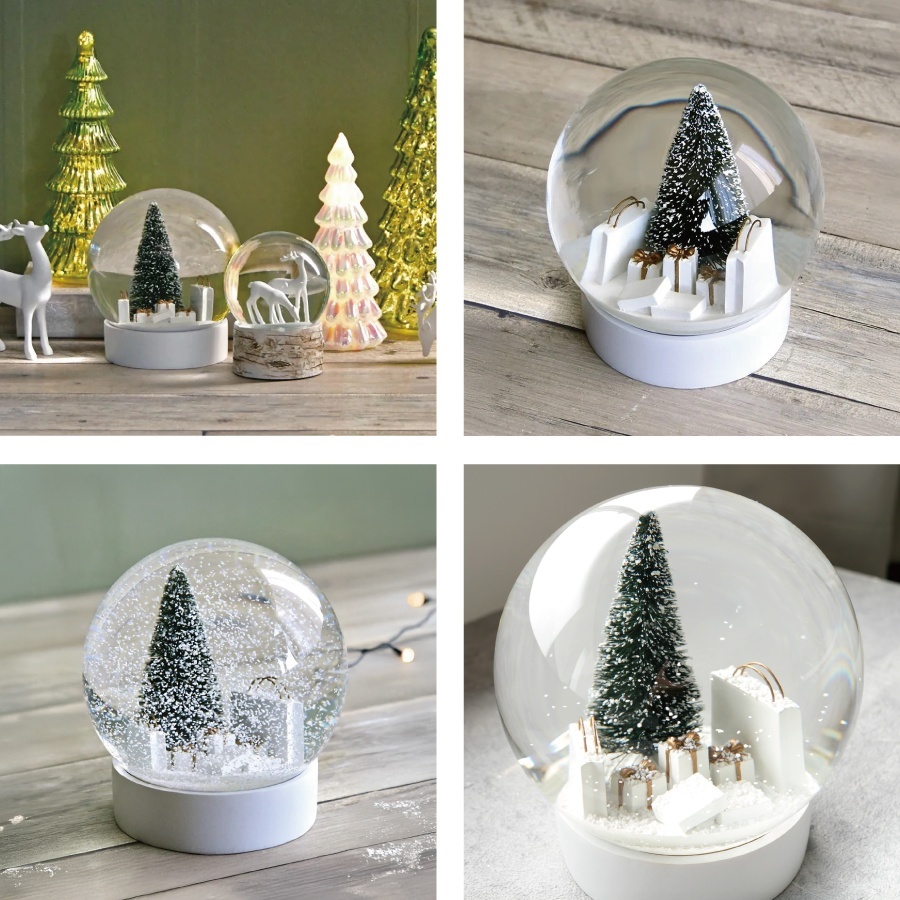 HM 】ツリー＆ギフト スノードーム ZODAX LA H16cm シンプルでおしゃれ