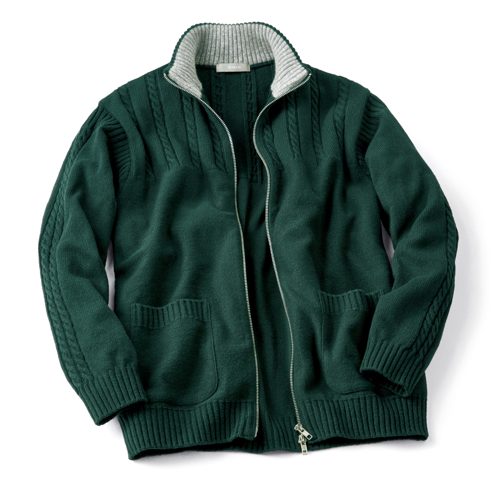 ラグログ 襟内カシミヤ・ハイネックニットブルゾン | ライトアップ