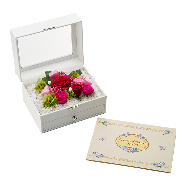 プリザーブドフラワー オルゴールホワイトボックス プリザーブド