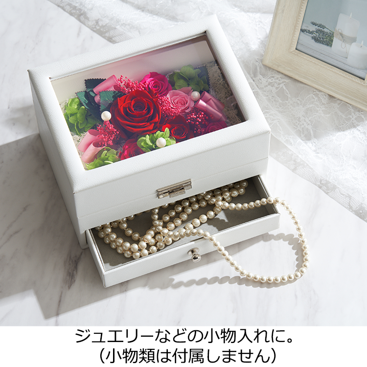 プリザーブドフラワー オルゴールホワイトボックス プリザーブド