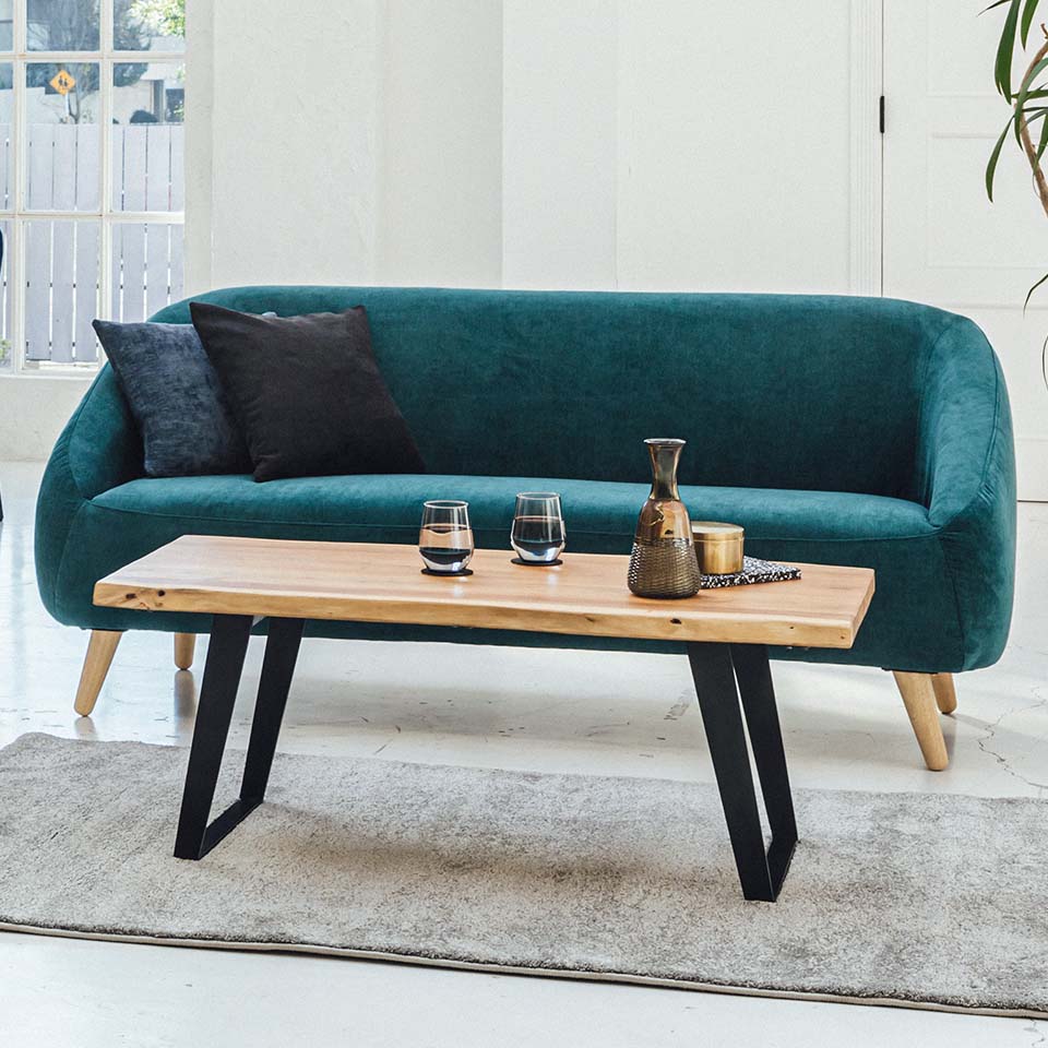 ソファALEXIA 3人掛け ピーコックグリーン【送料・開梱設置無料