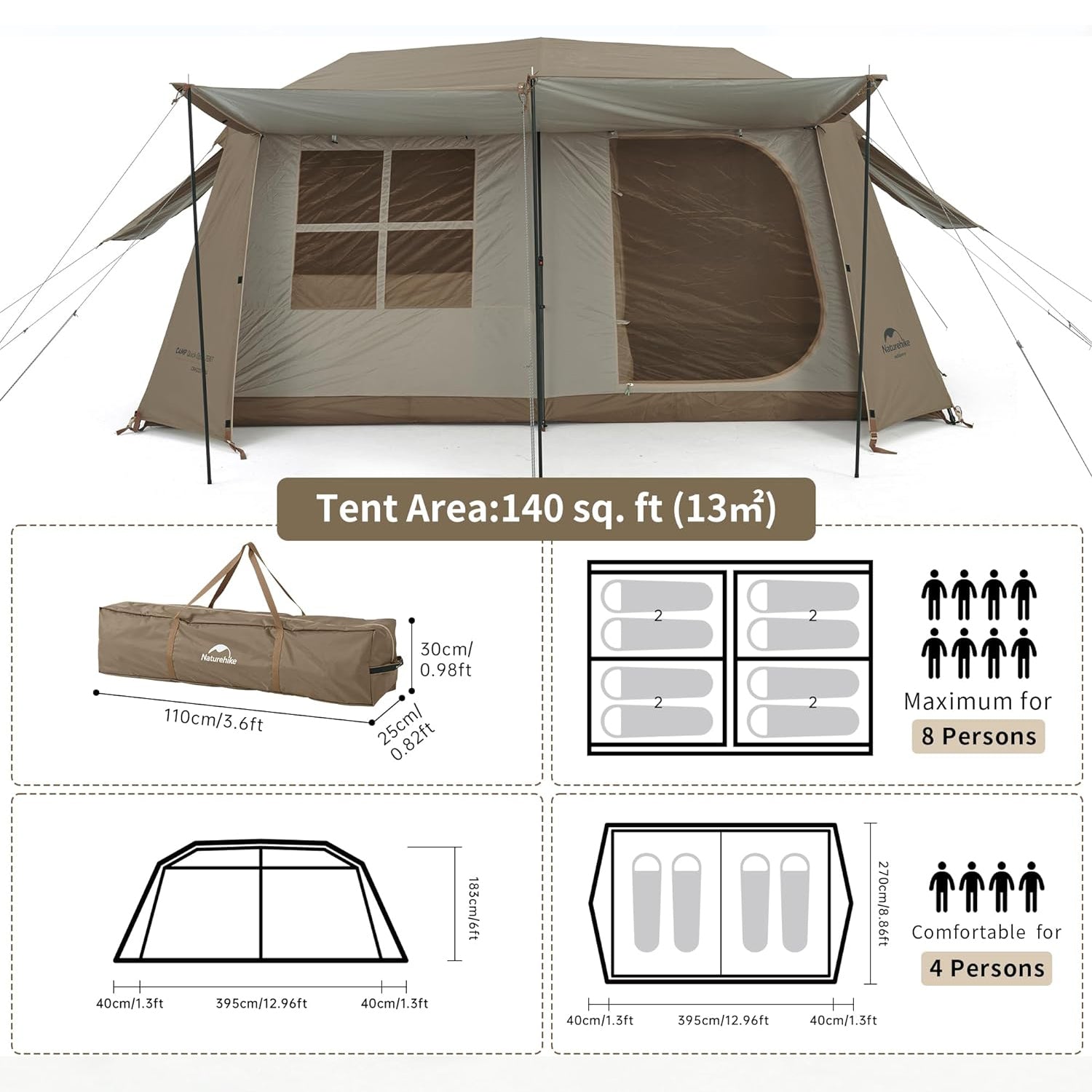 Village™ 13 6-Person Automatic Cabin Tent | Naturehike