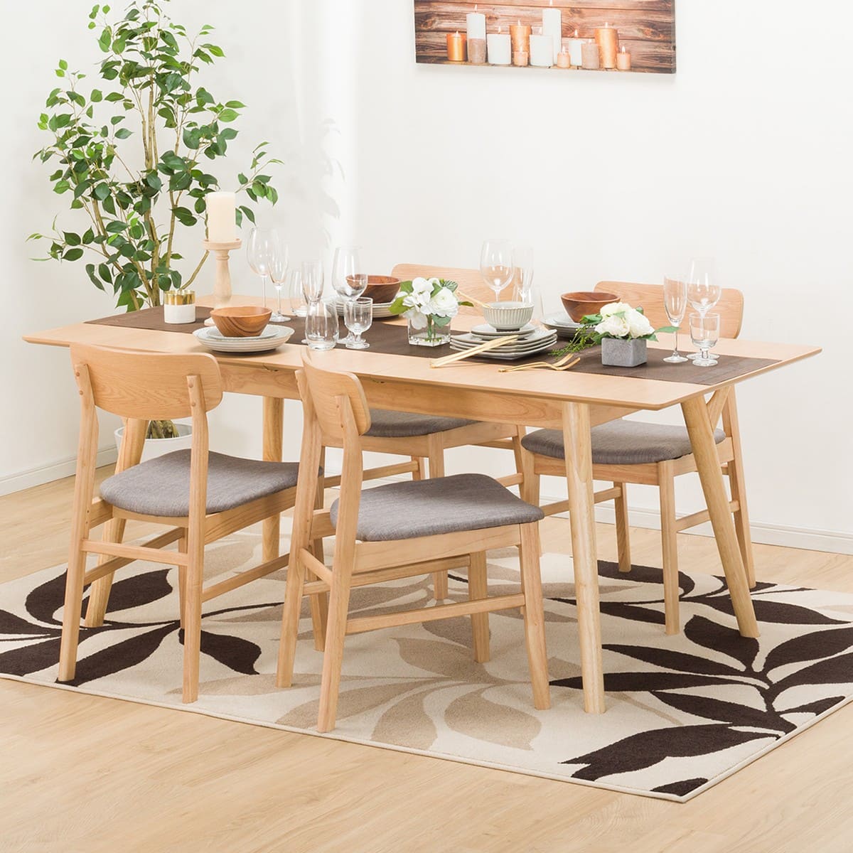 ダイニングテーブルセット5点セット(DTフィルンOC2 伸長150 LBR/DC