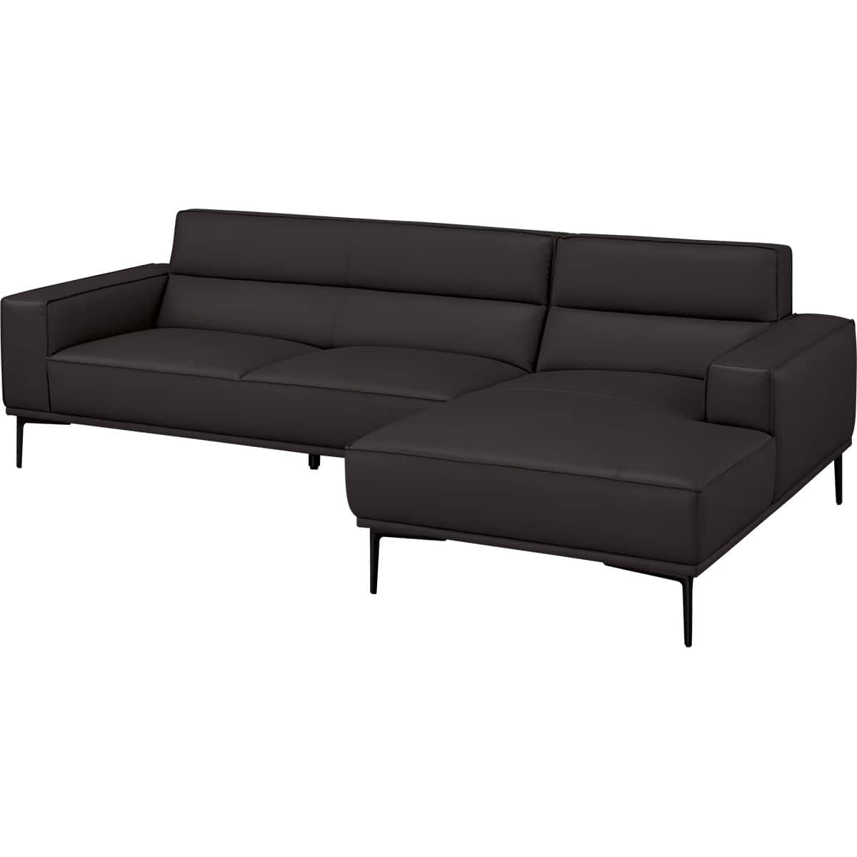 カウチソファ 本革(一部合成皮革)タイプ (OM01 左カウチ BK) | ニトリ