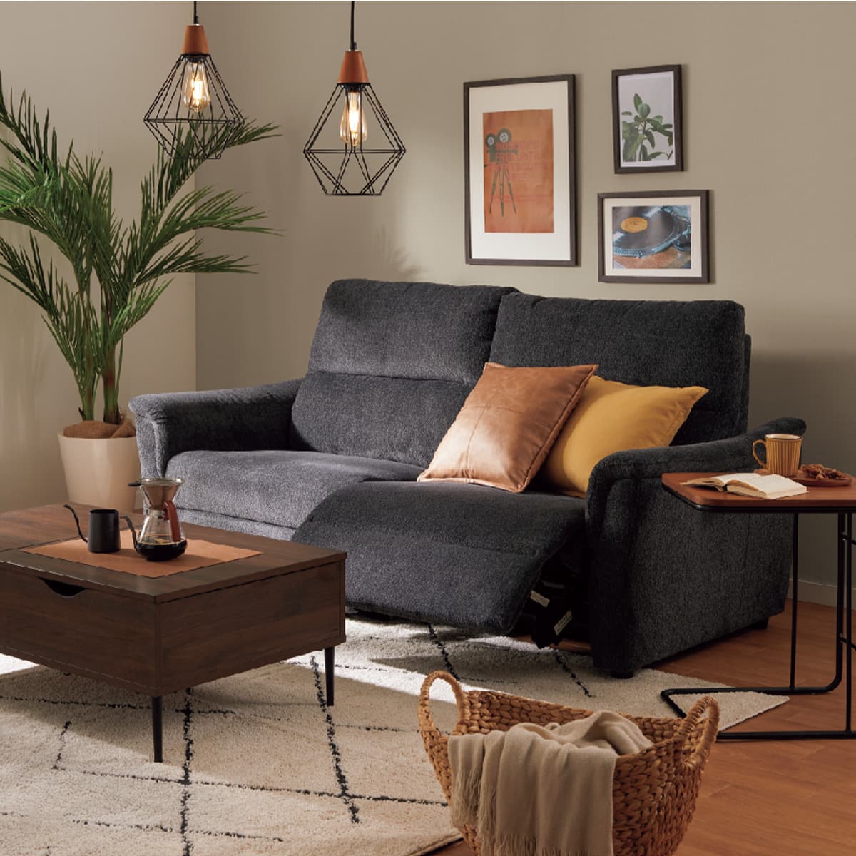 3人掛け電動リクライニングソファ 布張りタイプ (KK6133 DGY) | ニトリ