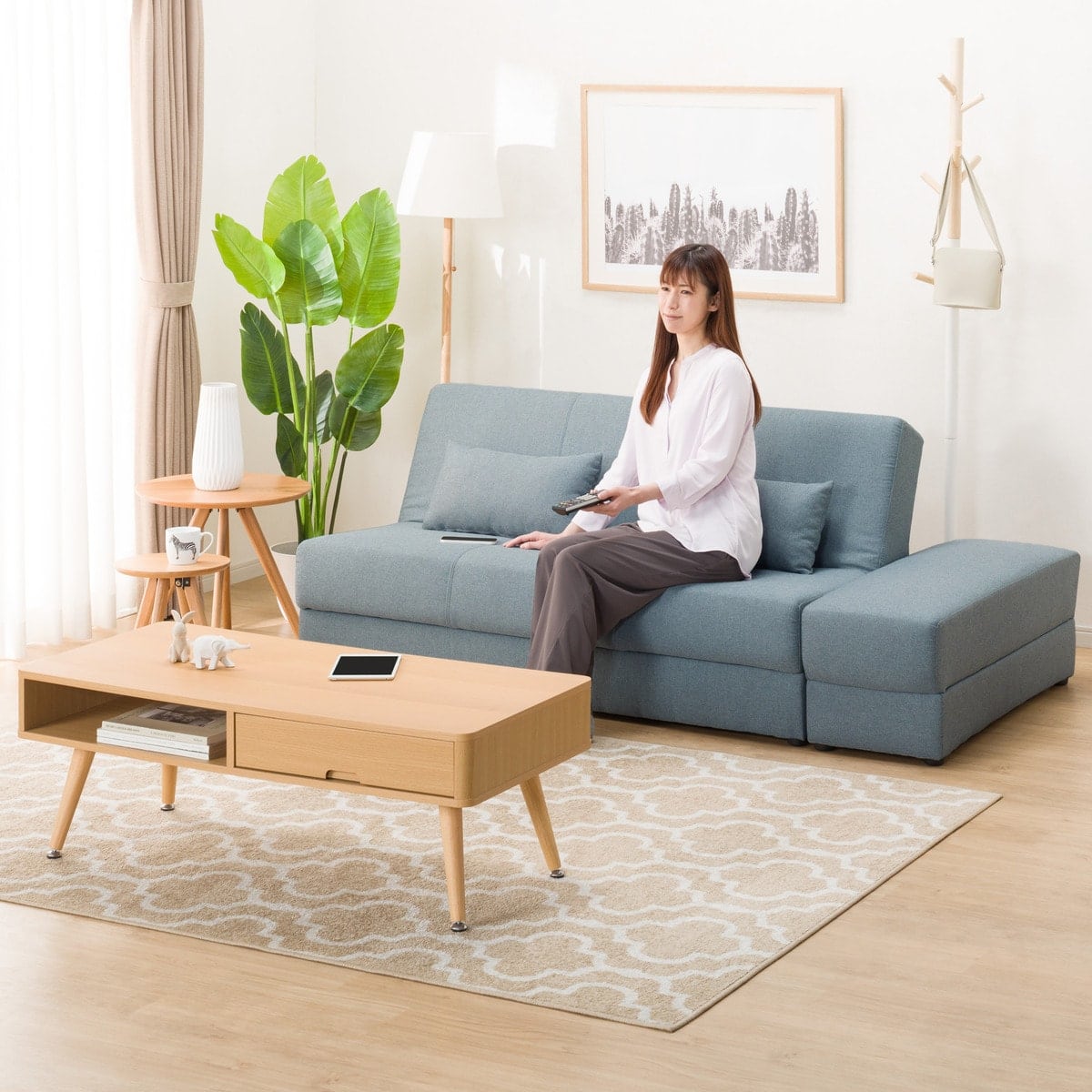 収納付きソファベッド + スツール 布張りタイプ (メーベル/ボルスター