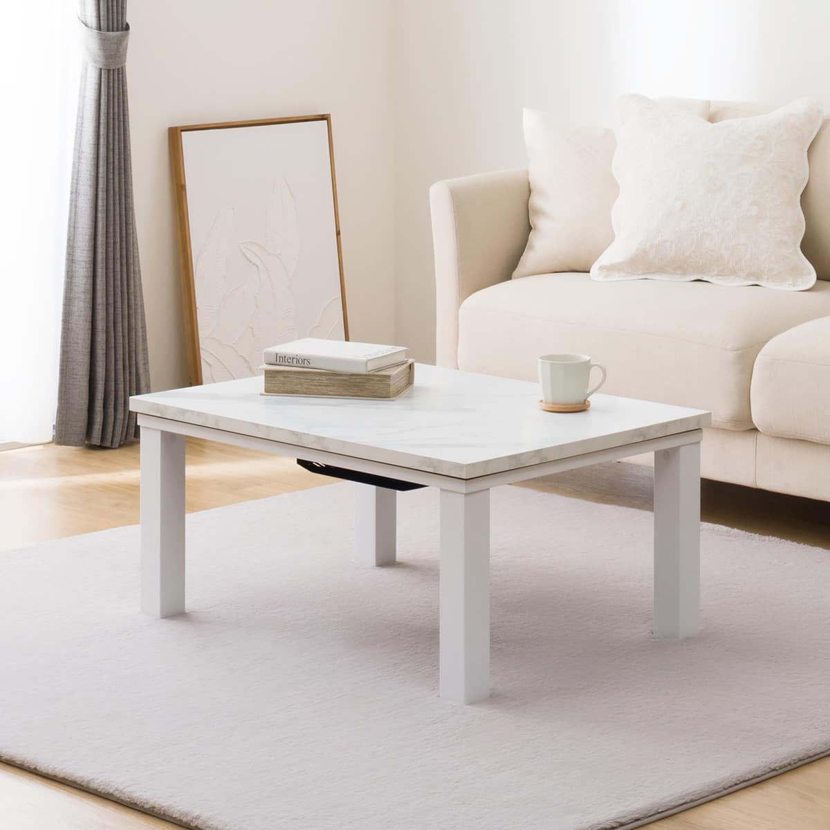 大理石調の軽量リビングこたつ(LM01 8060 WH) | ニトリネット【公式