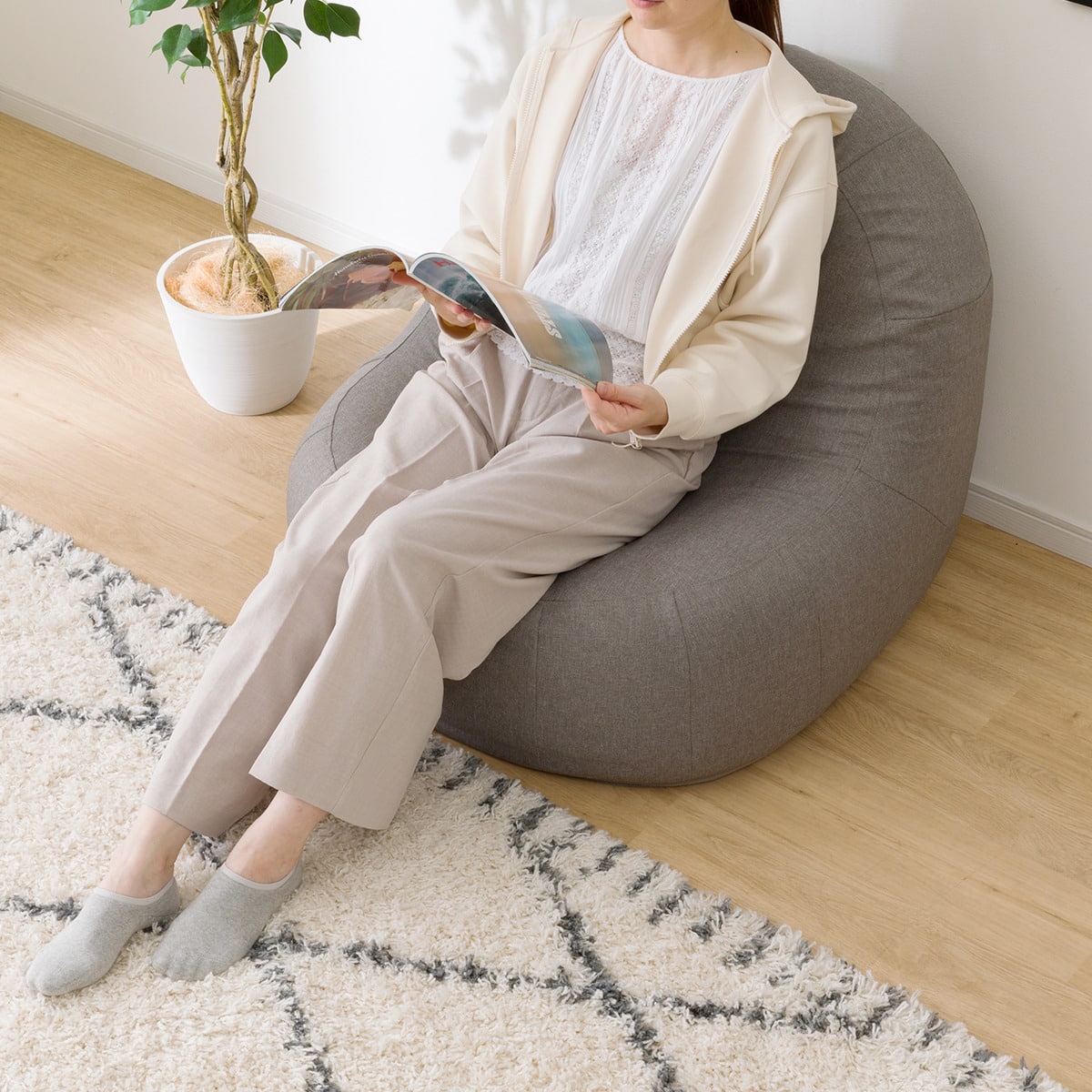 カバーが洗える 1人掛けふわもちソファ 布張りタイプ (GY) | ニトリ