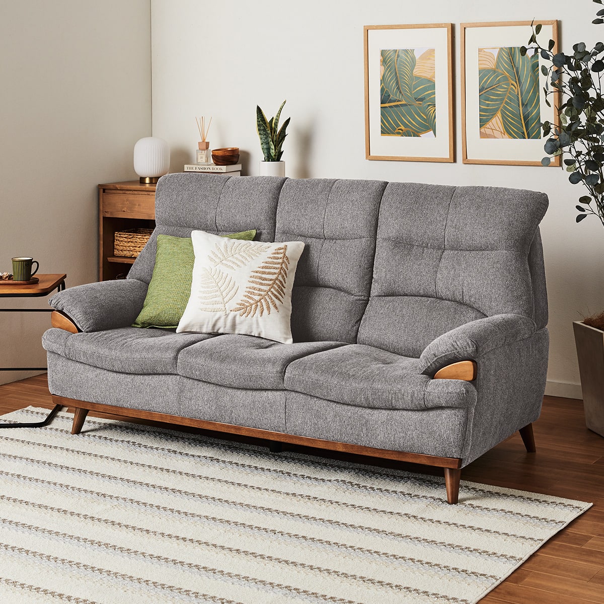 3人掛けソファ 布張りタイプ (PD02-2 GY) | ニトリネット【公式】 家具