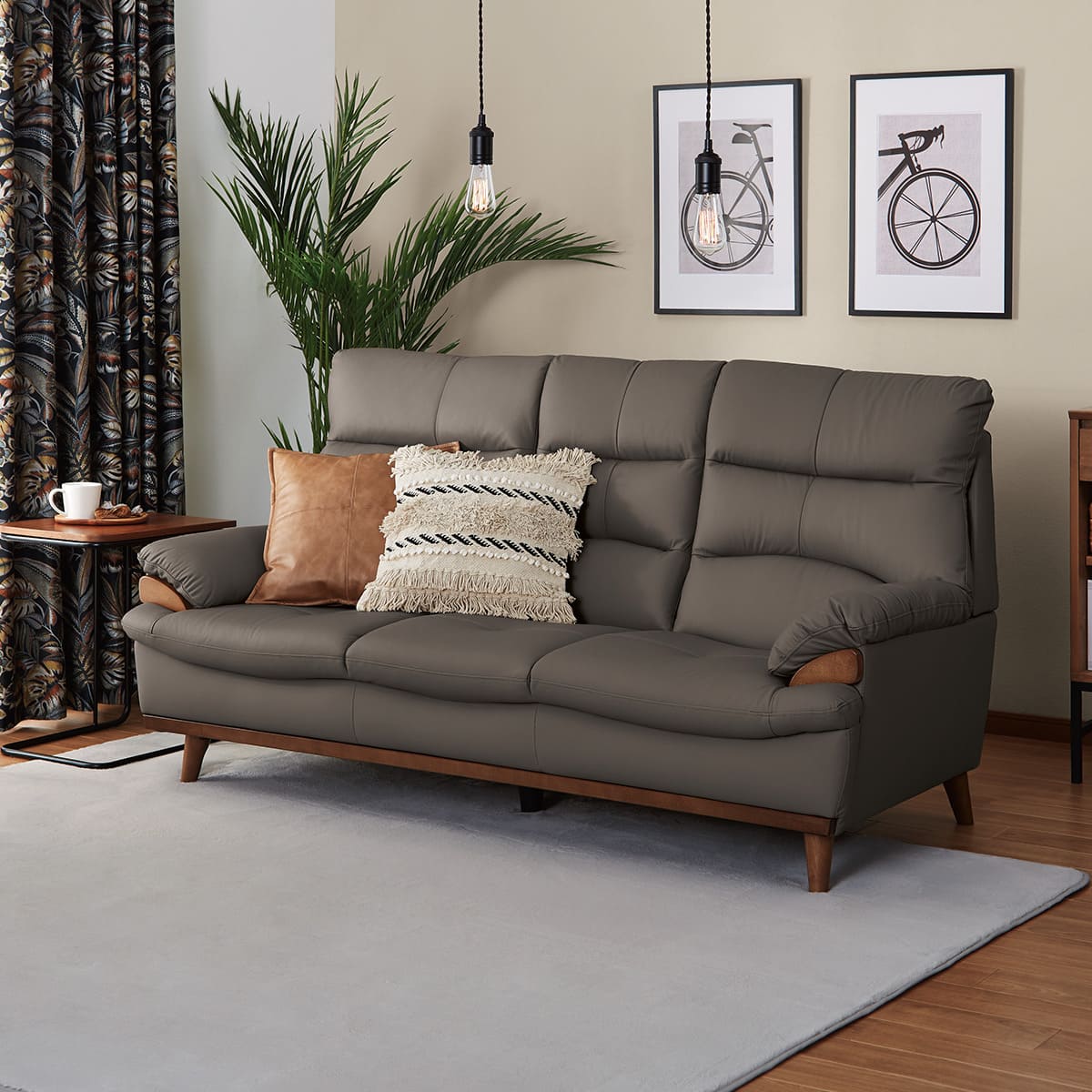 3人掛けソファ 本革(一部合成皮革)タイプ(PD02-2 GY) | ニトリネット