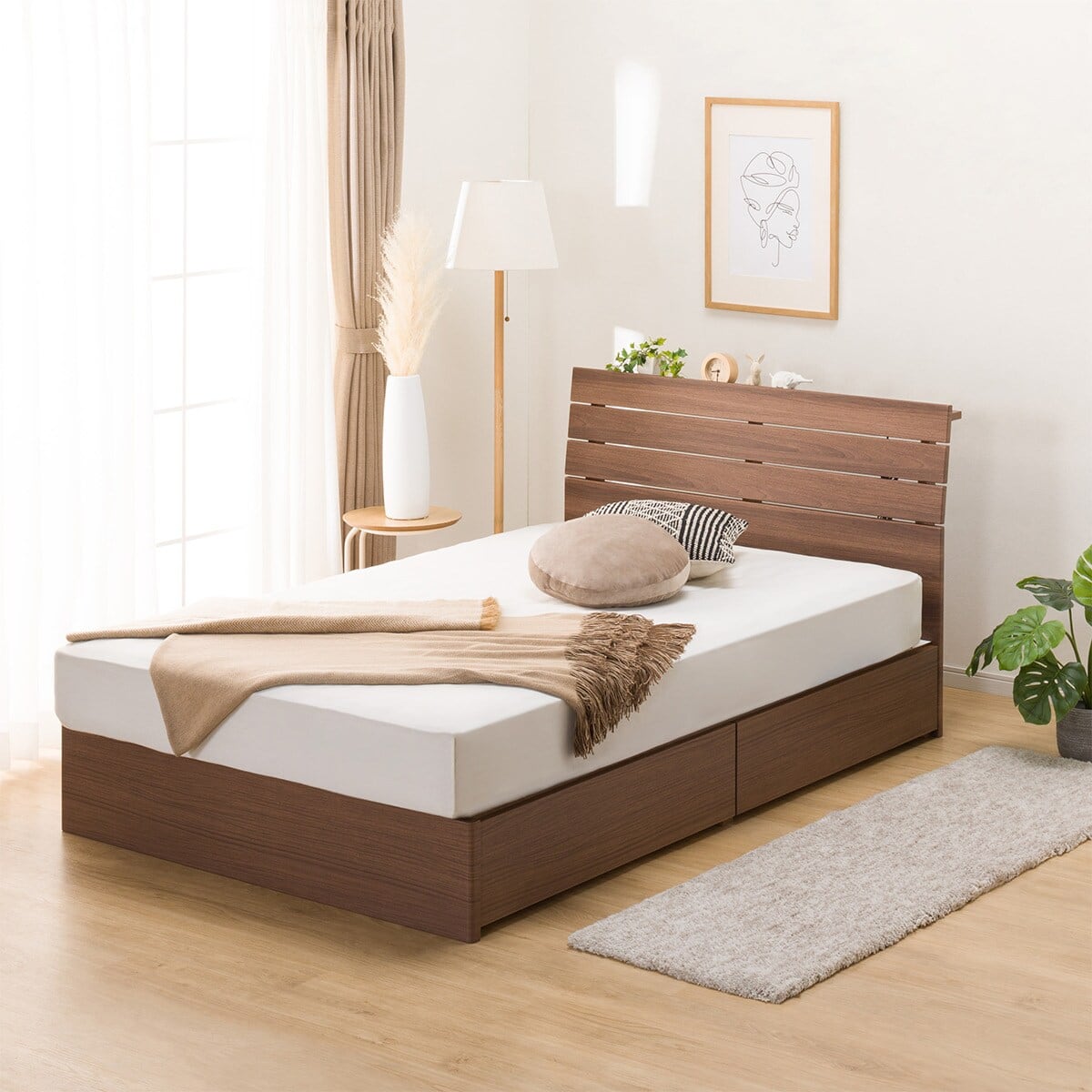 セミダブルベッドフレーム(EB-001 引出し付き MBR DR) | ニトリネット