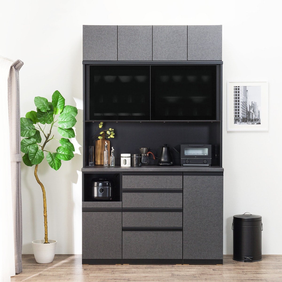 キッチンボード(上置き付き リガーレ140KB BK/GY) | ニトリネット