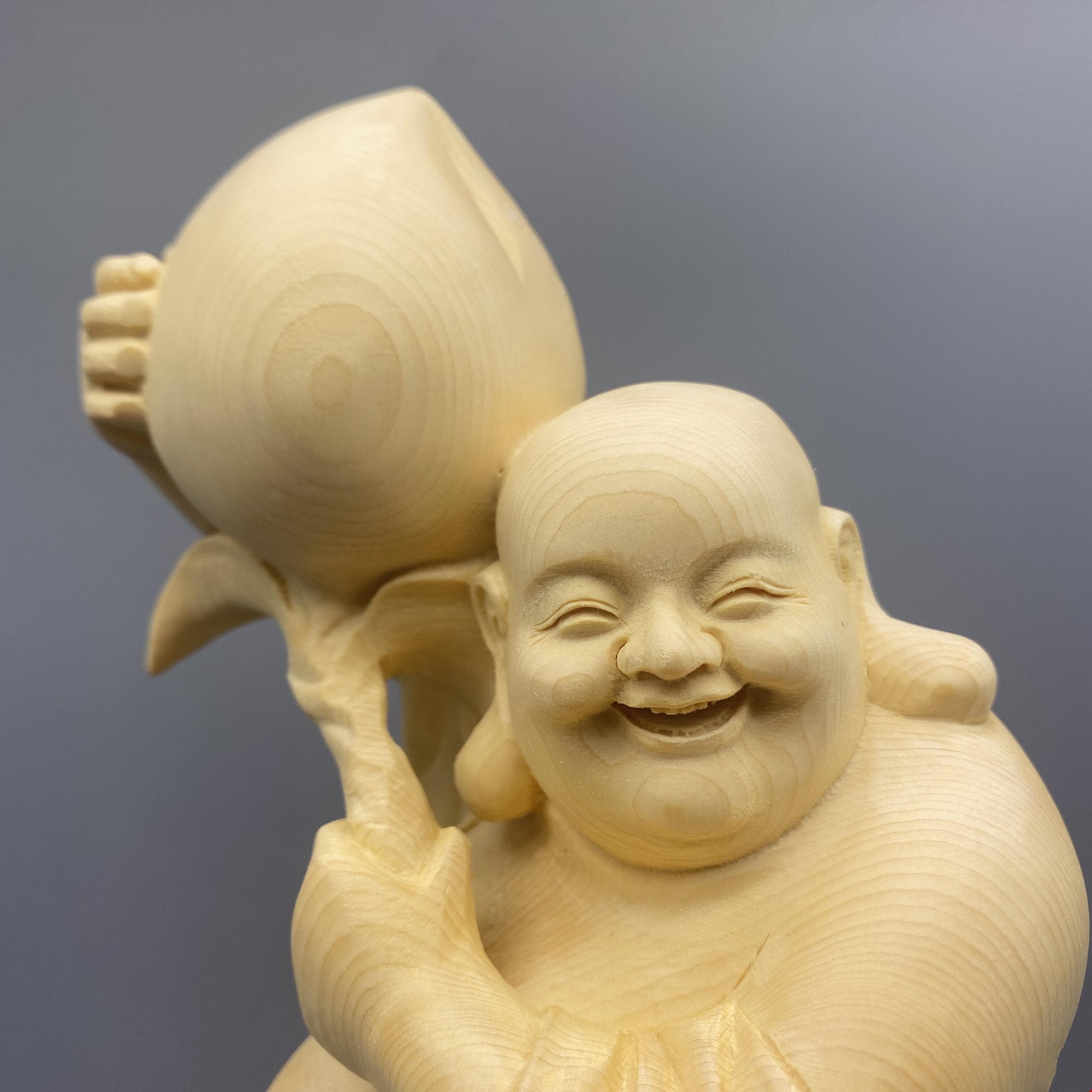 仏像 木彫り 布袋様 七福神 寿桃布袋尊 – 念珊閣仏像