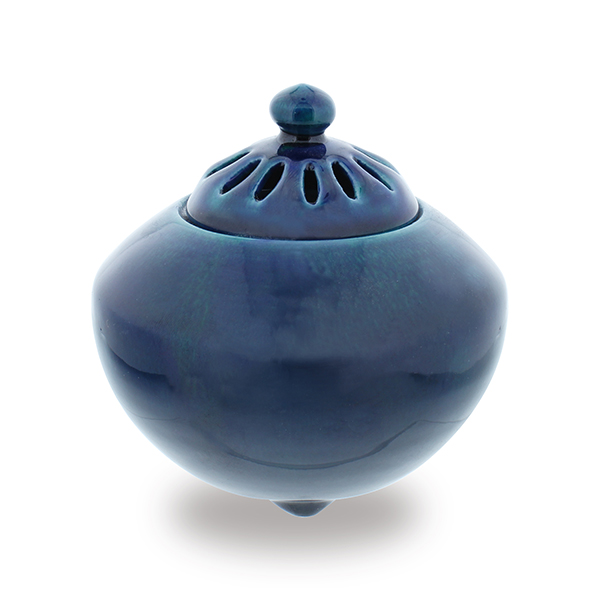 香炉｜釉彩 碧 肩張｜日本香堂公式