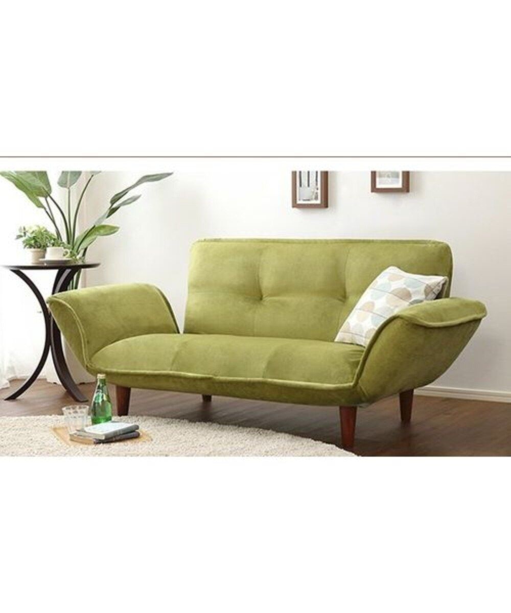 2人掛け]カウチソファ｜14段階リクライニング ポケットコイル 起毛