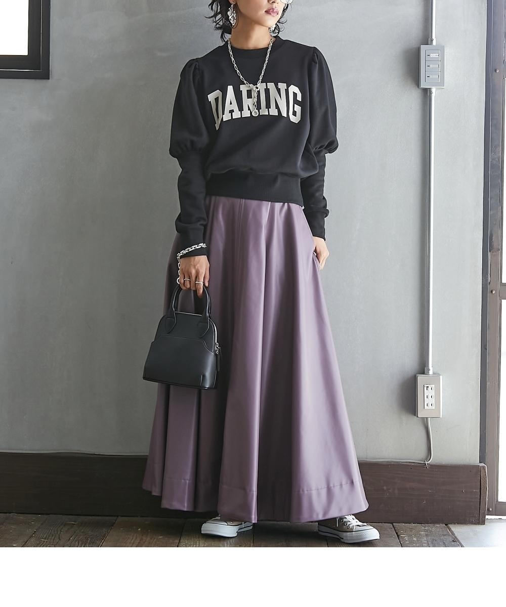 大きいサイズ＞フェイクレザータックフレアマキシスカート GEVS. 通販