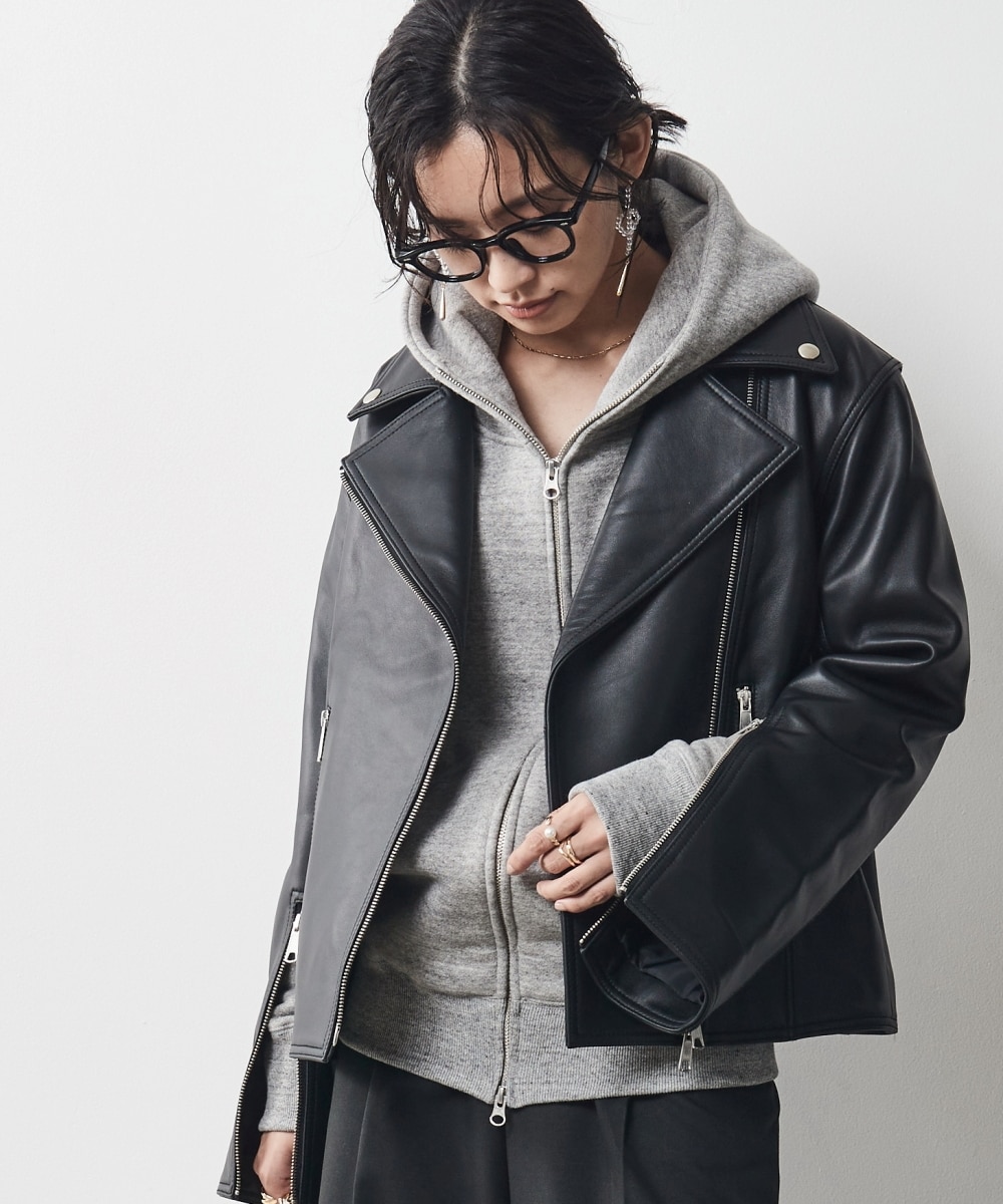 大きいサイズ 綿100％日本製こだわりのジップアップパーカー シック