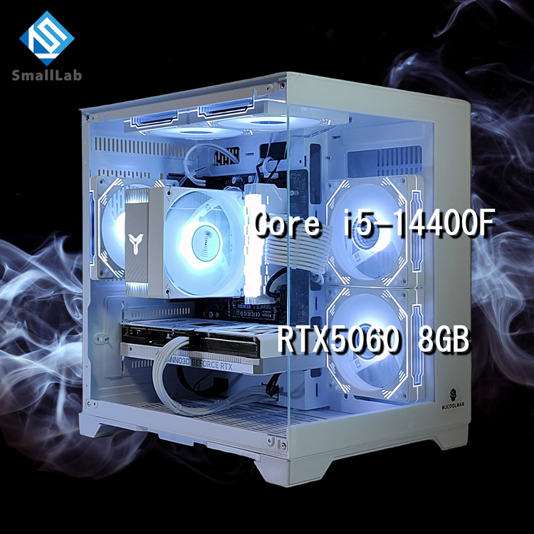Intel Core i5-14400F ／ RTX5060 8GB ガラスコンパクト ゲーミングPC