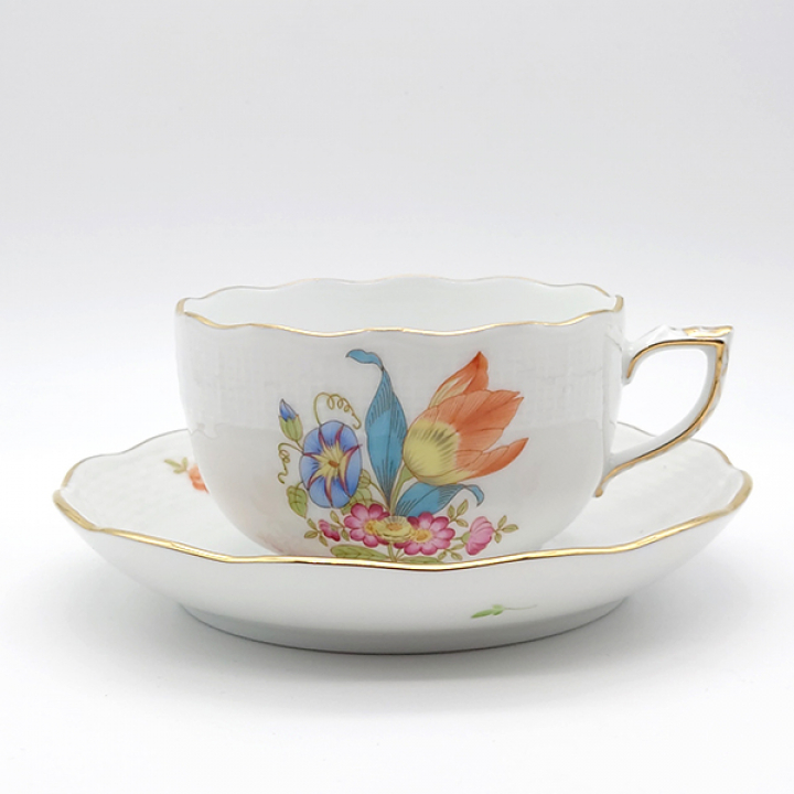 ヘレンド ニューチューリップブーケ ティーカップ&ソーサー TB-0724-0