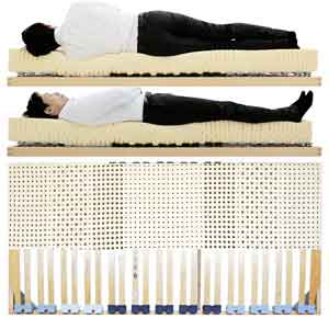 ウッドスプリングベッドとラテックスマットレスで極上の眠り提供、腰を