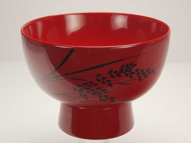 木製本漆塗 白木屋漆器店オンラインショップ＜本朱＞4.5鼓胴形煮物椀 稲穂