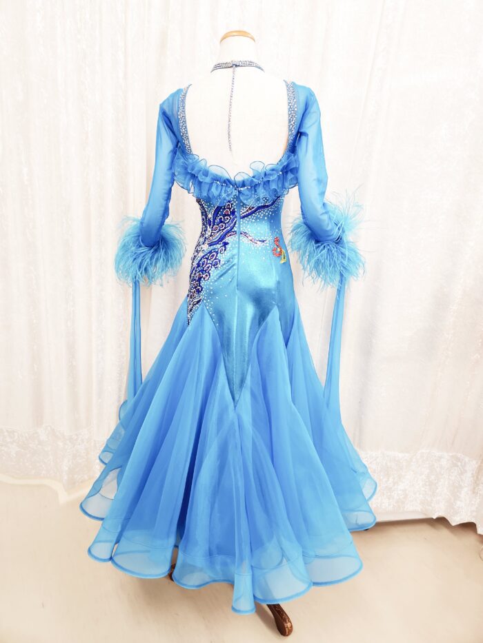 試着・レンタル・購入】社交ダンスドレス ターコイズブルー Sサイズ