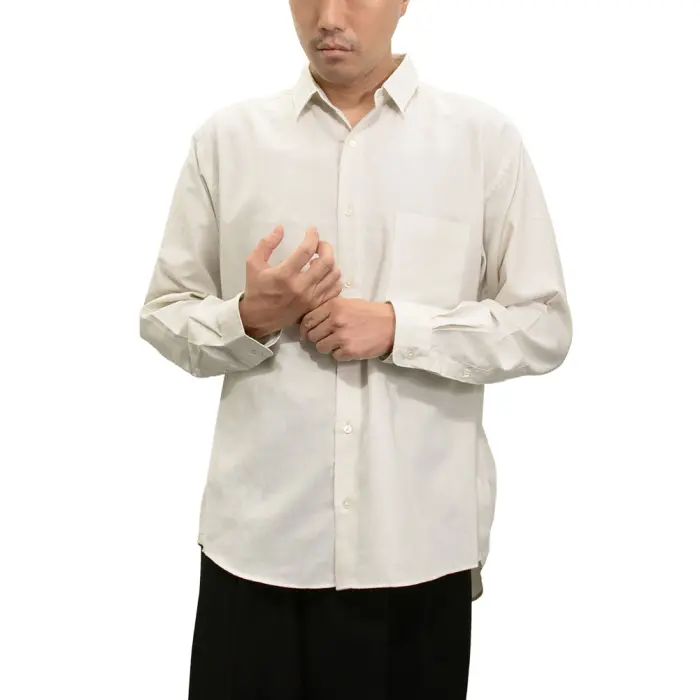 シャツ カジュアルシャツ ホワイト 白 きなり 無地 メンズ レーヨン