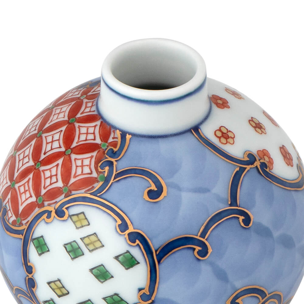 染錦間取地紋 小花瓶 ｜ 有田焼の源右衛門窯公式オンラインショップ