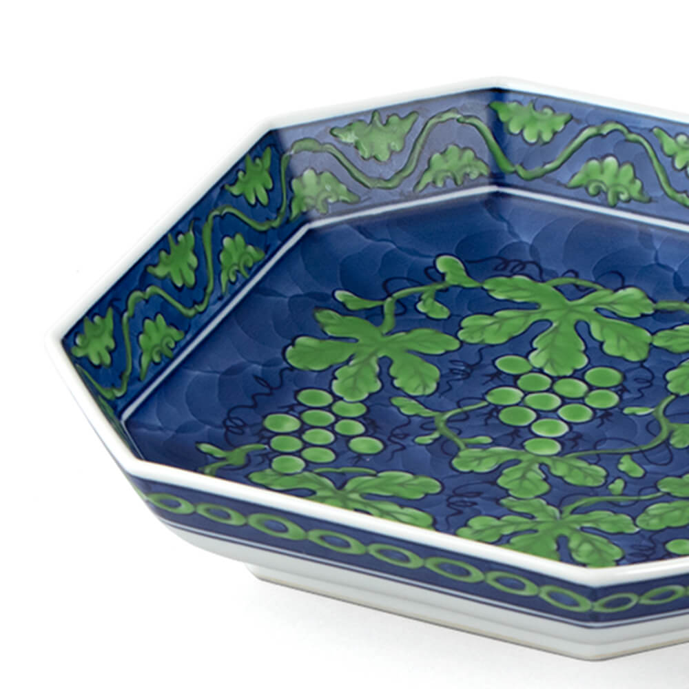 緑彩葡萄絵 方皿 ｜ 有田焼の源右衛門窯公式オンラインショップ