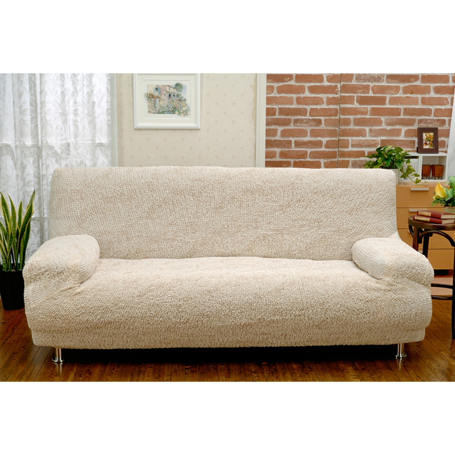 3人掛け用＞イタリア製 取り付け簡単！綿混 シャーリングソファカバー