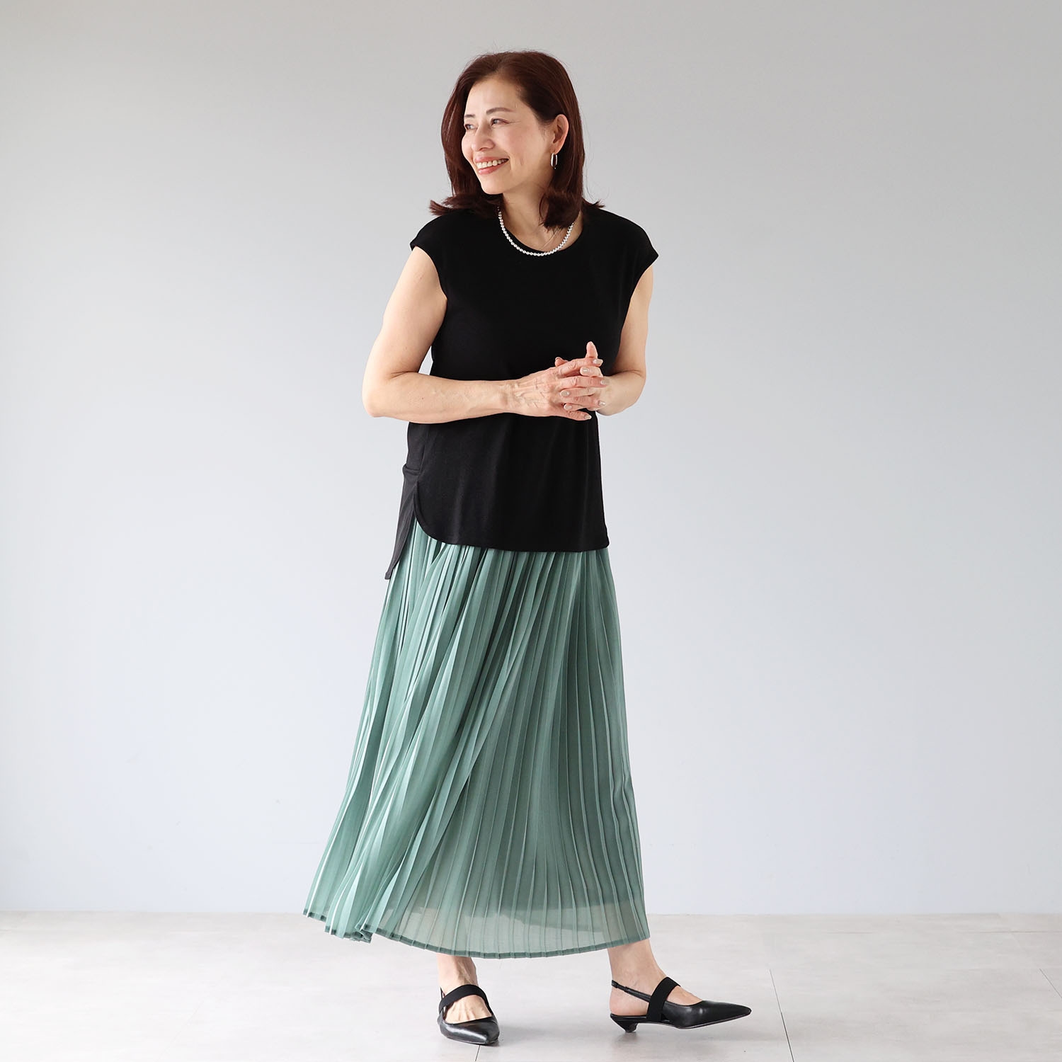 リサリサ シアージャージー セミフレアー プリーツスカート- ショップ